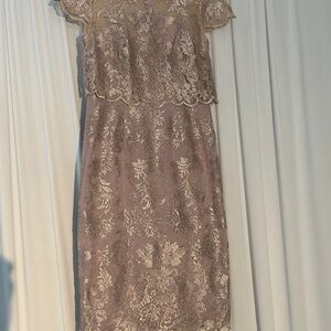 Adrianna Papell Dusty Mauve Lace Midi Dress